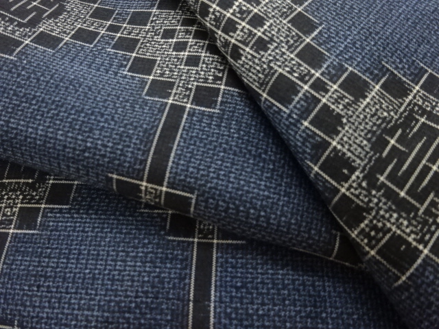  幾何学模様織り出し本場村山大島紬着物アンサンブル